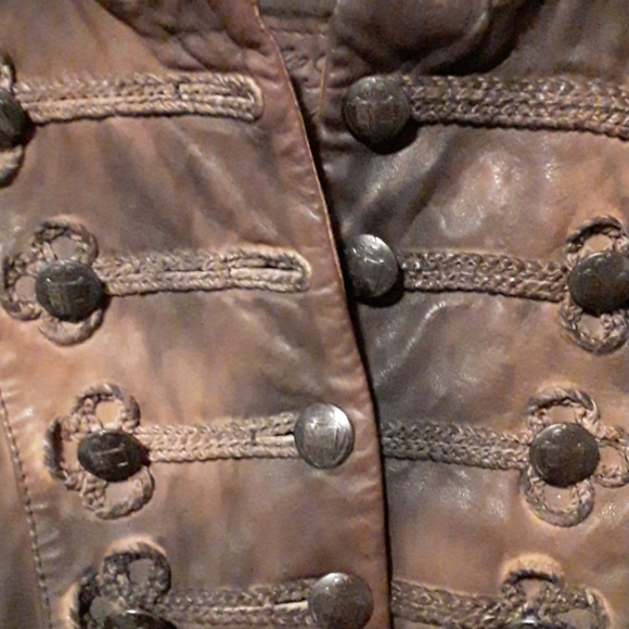 All Saints karst military leather tailcoat jacket - Picture 3 of 7